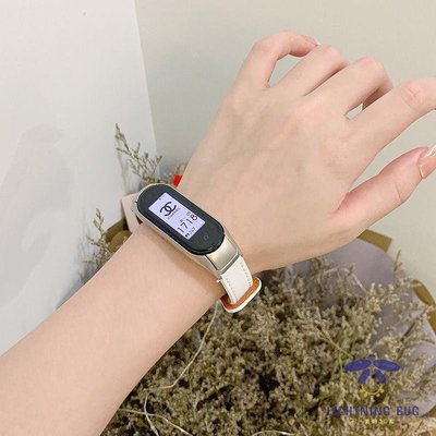 現貨熱銷-適用小米手環7錶帶6代5/4/3/nfc腕帶NFC替換四五六錶帶真皮質ins
