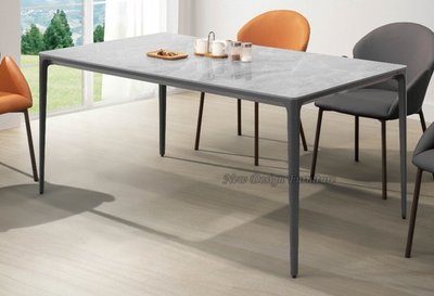 【N D Furniture】台南在地家具-深灰色鋁合金腳架亮光岩板160cm餐桌/岩板桌YH