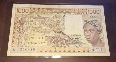 【二手】 非洲-塞內加爾（K）1985年1000法郎691 錢幣 紙幣 硬幣【奇摩收藏】
