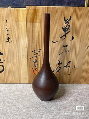 日本鑄銅 鶴首 高岡銅器 唐銅細口花瓶 鶴首觀音瓶，擺件客廳