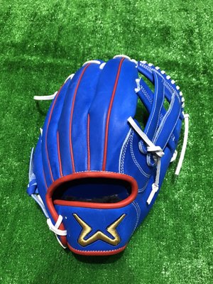 棒球世界全新WinBALL硬式小牛皮棒球野手V字檔手套特價寶藍色