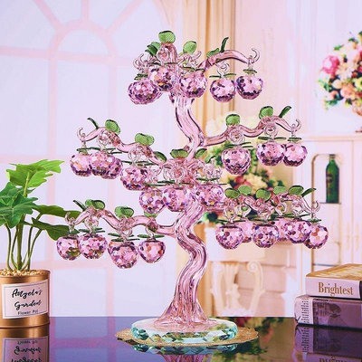 【精選好物】新款水晶蘋果樹微景觀盆景裝飾品家居喬遷禮品結婚禮物桌面小擺件