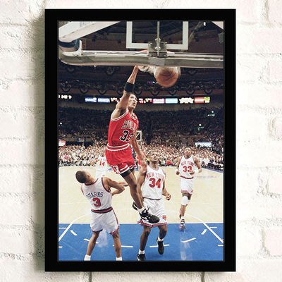 皮蓬海報nba喬丹羅德曼公牛隊三巨頭籃球球星明星懷舊相框畫掛畫