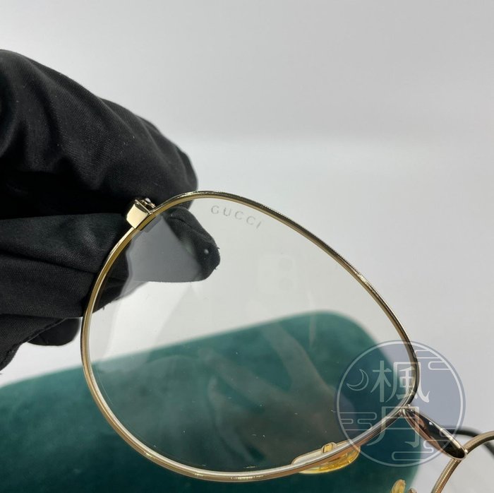 BRAND楓月  GUCCI 古馳 GG0138S 透明細金框眼鏡 飛行員 復古飛官 雕刻橫紋 眼鏡