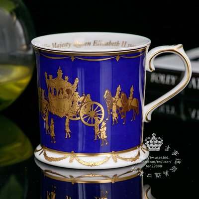 【吉事達】皇冠德貝瓷Royal Crown Derby 女王50週年限量紀念骨瓷馬克杯茶杯咖啡杯