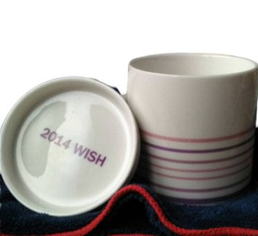陶板屋 2014 Make a Wish 淺紫色條紋馬克杯 咖啡杯