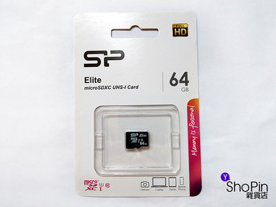 ShoPin雜貨店＊全新 SP 廣穎 Elite microSDXC UHS-I Card / 64G / 無轉卡