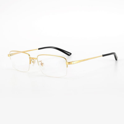 熱銷上新 男士純鈦眼鏡金色高端商務老花眼鏡架1052明星大牌同款鏡框平光眼鏡框