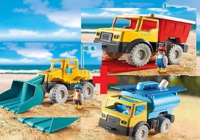 現貨一組【德國玩具】摩比人 水罐車+卡車+挖土機 小孩一定愛 要買要快playmobil( LEGO 最大競爭對手)