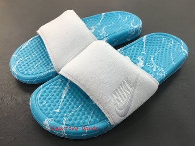 S.G Nike Benassi JDI Pool QS 水藍 藍白 毛巾棉 休閒 運動拖鞋 男女 809197-114