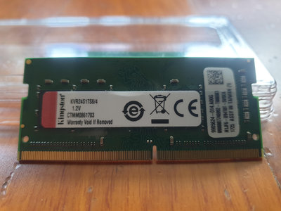 筆電用記憶體 金士頓 4G DDR4 2400