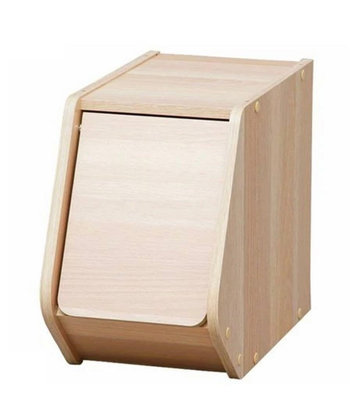 ￼日本IRIS 木質可掀門堆疊櫃 淺木色 20cm