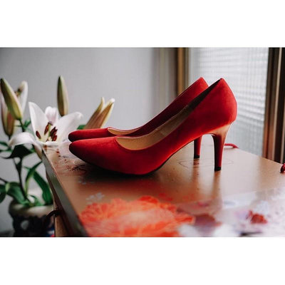 號） 紅色絨高跟鞋 訂婚 喜宴 結婚 上班族 ❗️現貨❗️ 紅色高跟鞋