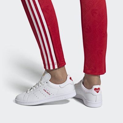 南 2021 2月 Adidas STAN SMITH 經典款 女 FV8260 白紅色 全白 史密斯 愛心 情人節