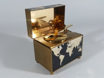 [銀九藝] 早期 精美 銅器銅雕 歐美 發條音樂盒 打火機