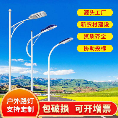 【現貨】道路路燈桿頭戶外 6米7米8米馬路市電路燈 海螺高低雙臂LED路燈