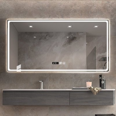 特賣-浴室鏡 鏡子智能鏡浴室鏡子衛生間洗手臺帶led燈觸摸屏廁所化妝防霧鏡壁掛墻