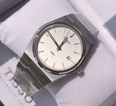 TISSOT PRX 白色面錶盤 銀色不鏽鋼錶帶 石英 男士手錶 T1374101103100天梭腕錶