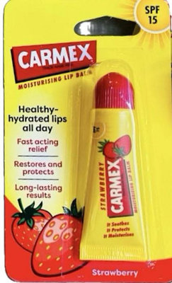 CARMEX小蜜媞防曬SPF15修護唇膏-草莓口味10g 護唇膏