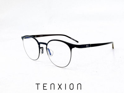 【本閣】TENXION TEN03 日本製超輕薄鋼無螺絲大圓光學眼鏡 德國紅點設計大獎 消光黑色 ic眼鏡