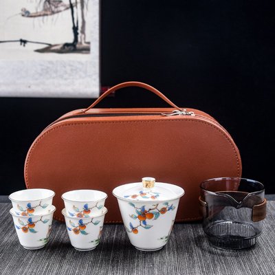 茶具陶瓷羊脂玉描金旅行功夫茶具套裝可logo便攜戶外家用商務禮品套裝