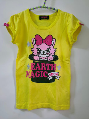 日本EARTHMAGIC黃色魔術貓短袖T130