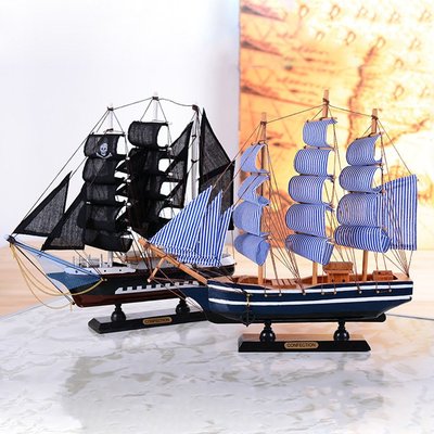擺件 地中海系列帆船實木彩色系列家居裝飾擺件學生一帆風順生日禮物