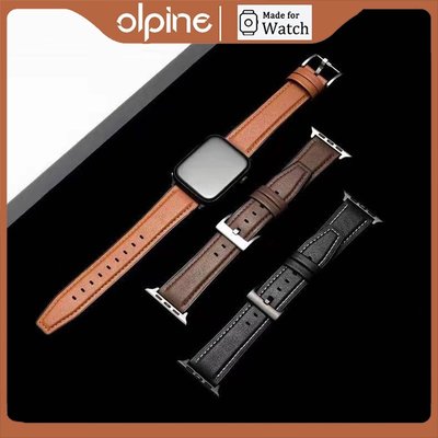 適用於apple watch Ultra/8代商務款真皮貼矽膠錶帶iwatch34567代真皮矽膠錶帶 蘋果手錶SE錶帶