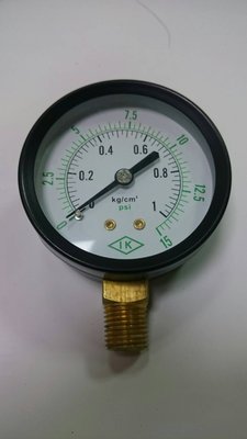 直立式壓力計、空壓表、空壓計、空壓機壓力表 60MM(21/2吋)1/4PT*1KG/15PSI