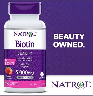 【預購】Natrol Biotin 強效生物素 5000mcg 草莓口味 速溶250顆