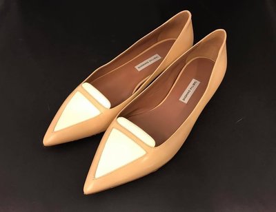 【RECOVER 名品二手】TABITHA SIMMONS 粉膚色 米白尖頭娃娃鞋. 100%真品 .460