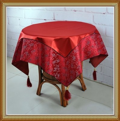 熱銷 中式桌布紅色餐桌布紅木茶幾布圓桌臺布視柜蓋布婚慶婚禮裝飾布