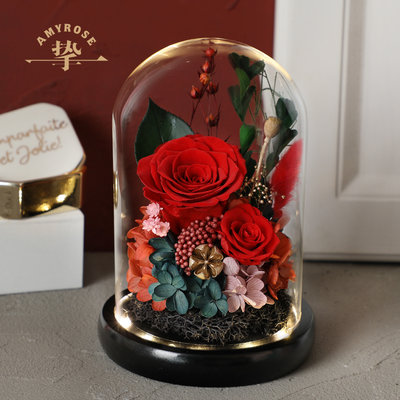 下殺 《ulklk601》花禮盒玻璃罩康乃馨玫瑰干花束生日母親情人節禮物送女友媽媽
