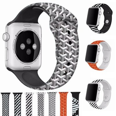 蘋果 Apple Watch 蘋果手錶錶帶 38mm 42mm 幾何彩繪錶帶 錶帶 智慧 蘋果手錶