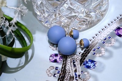 Dior Tribal Earrings 大小珍珠 耳環 馬卡隆藍