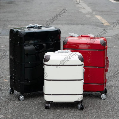 出口日本鋁框PC萬向輪復古行李箱20寸登機箱24寸旅行箱28寸托運箱-心願便利店