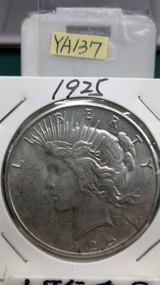 YA137美國1925年無記和平壹圓DOLLAR銀幣AU已讓藏了