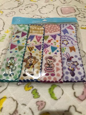 日本東京迪士尼Disney達菲熊、雪莉玫、傑拉東尼、史黛拉兔35週年手帕小毛巾方巾禮物