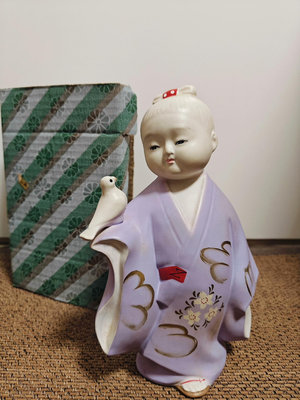 日本古董陶瓷娃娃 陶瓷擺飾 乙女擺飾