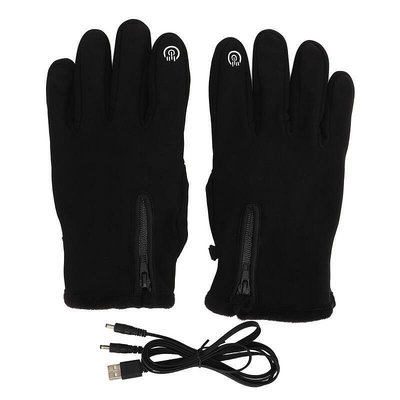 現貨：戶外USB加熱騎行手套 冬季保暖加絨裸指觸屏運動充電發熱保暖手套