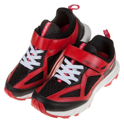 童鞋(19~23公分)Moonstar日本紅黑色閃電透氣兒童機能運動鞋I9S282A