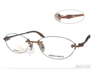 【珍愛眼鏡館】GIORGIO ARMANI 日本製 純鈦材質 典雅水鑽無框眼鏡 GA2553J 玫瑰金 # 2553