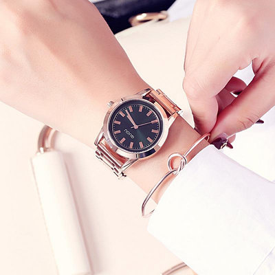 熱銷 GUOU古歐新品時尚休閑潮流大錶盤女錶防水石英鋼帶腕錶668 WG047