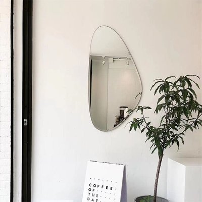 輕奢不規則裝飾鏡子壁掛創意ins異形貼墻自粘定制浴室半身鏡-雙喜生活館