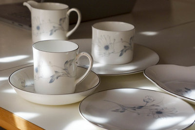 【旭鑫骨瓷】Wedgwood設計師杯組 Susie Cooper白色婚禮系列 英國骨瓷茶杯咖啡杯 E.33
