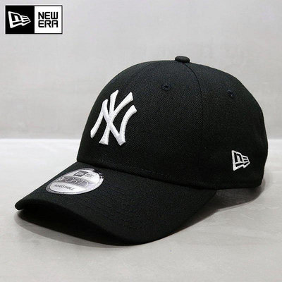 UU代購#韓國NewEra帽子男女通用鴨舌帽MLB棒球帽洋基硬頂經典款NY黑色ins