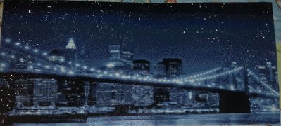 八八小舖 鑽石貼畫 (34.8X74.1cm) 大橋夜景 完成品-無框
