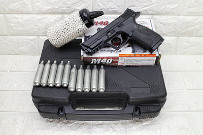 [01] KWC S&amp;W MP40 CO2槍 + CO2小鋼瓶 + 奶瓶 + 槍盒 ( KC48 大嘴鳥手槍直壓槍BB槍