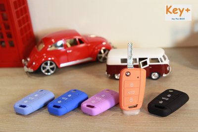 鑰匙家Key+ 活力橘 福斯VW Golf 7 專用鑰匙保護套 車鑰匙包 零錢包 鑰匙殼 皮套