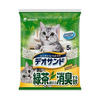 日本Unicharm消臭大師尿尿後消臭貓砂-綠茶香5L*5入UM-HMV5LX5